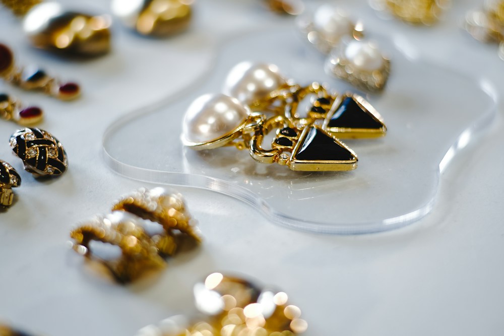 An assortment of decorative fashion jewelry; illustrative product photograph